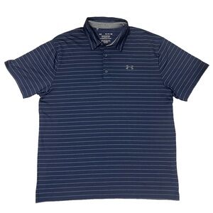 Under Armour Men’s XL Playoff Polo Blue Stripe HeatGear